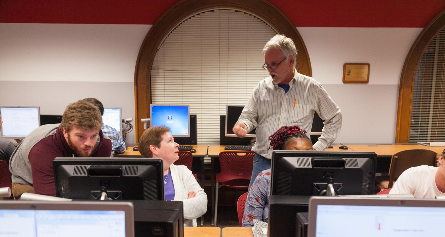 North Central College computer science students taking a class.