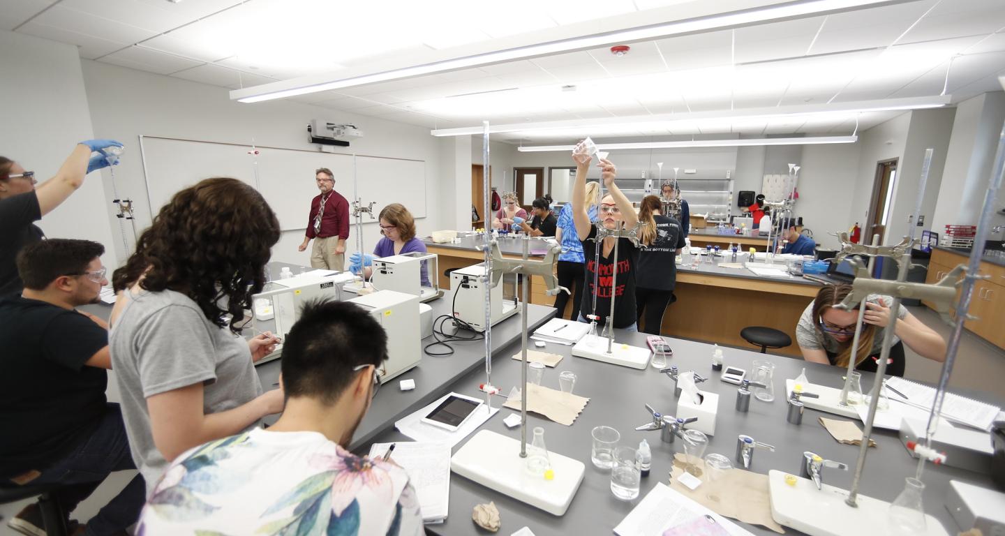 North Central College biochemistry students in the lab.