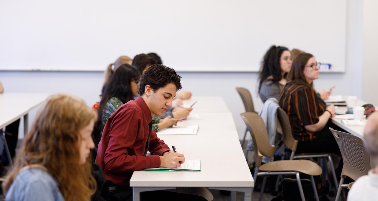 Students in a North Central College criminology class.