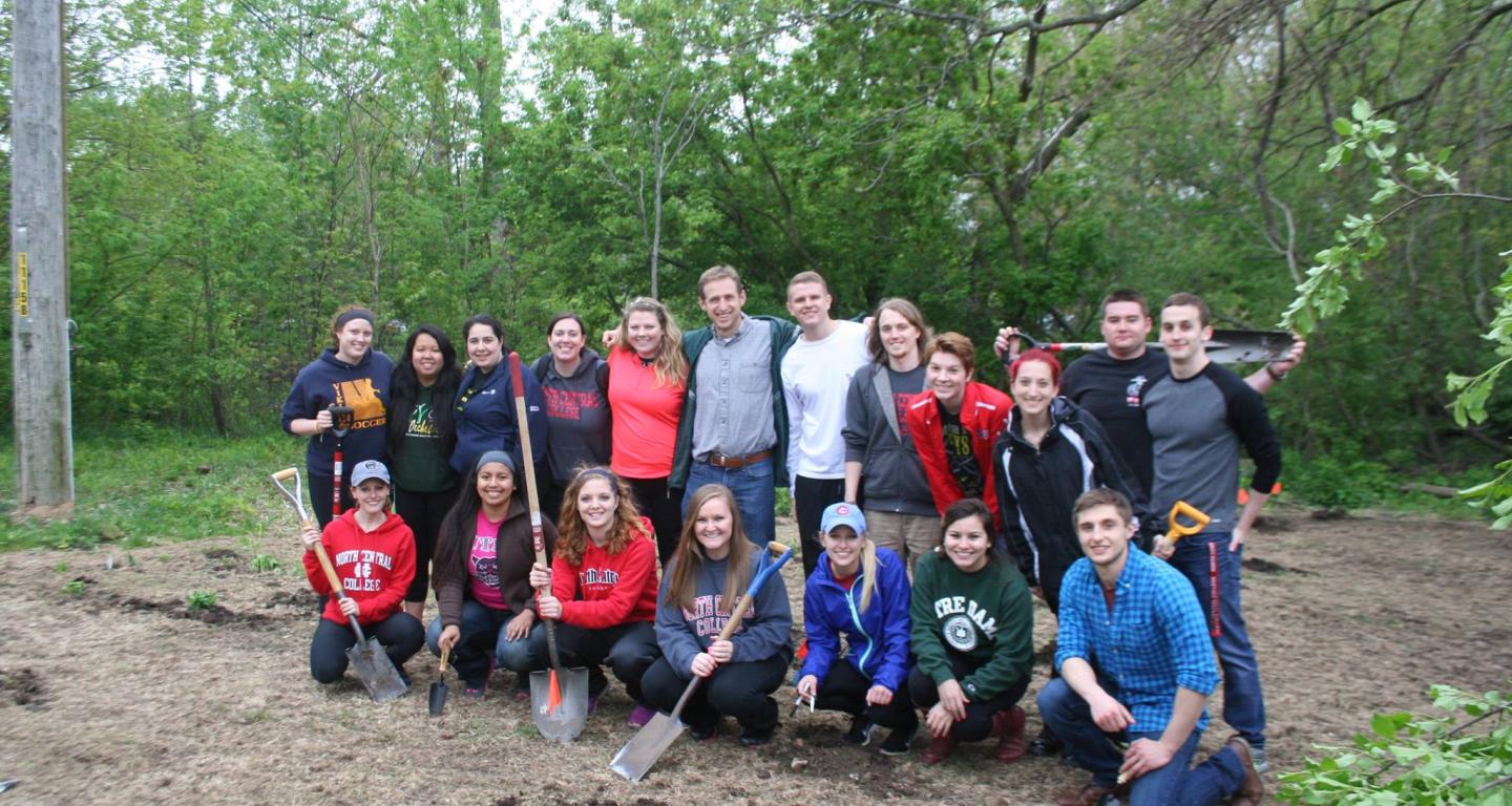 A group of environmental science students at North Central College.