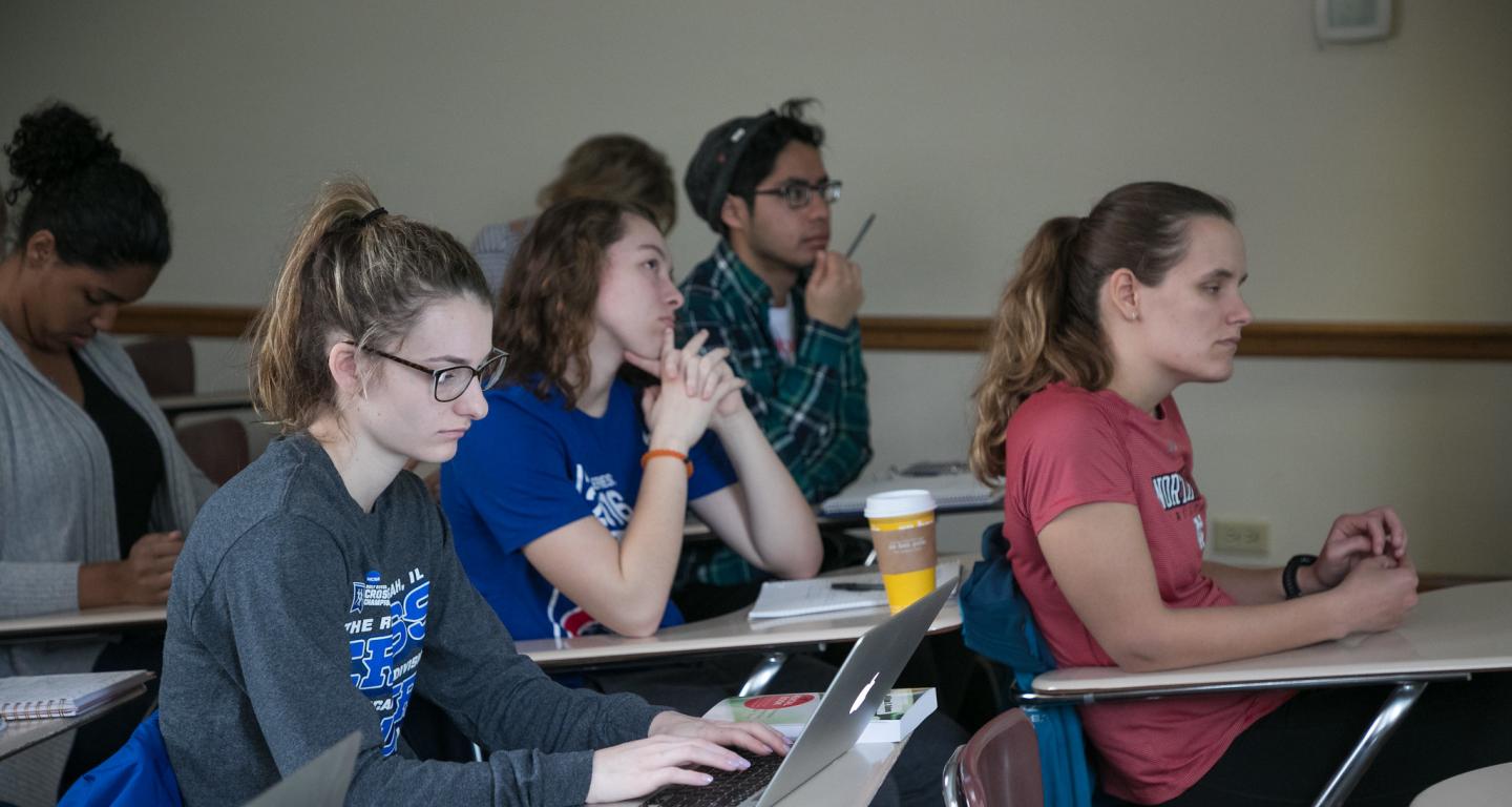 North Central College finance students taking a class.