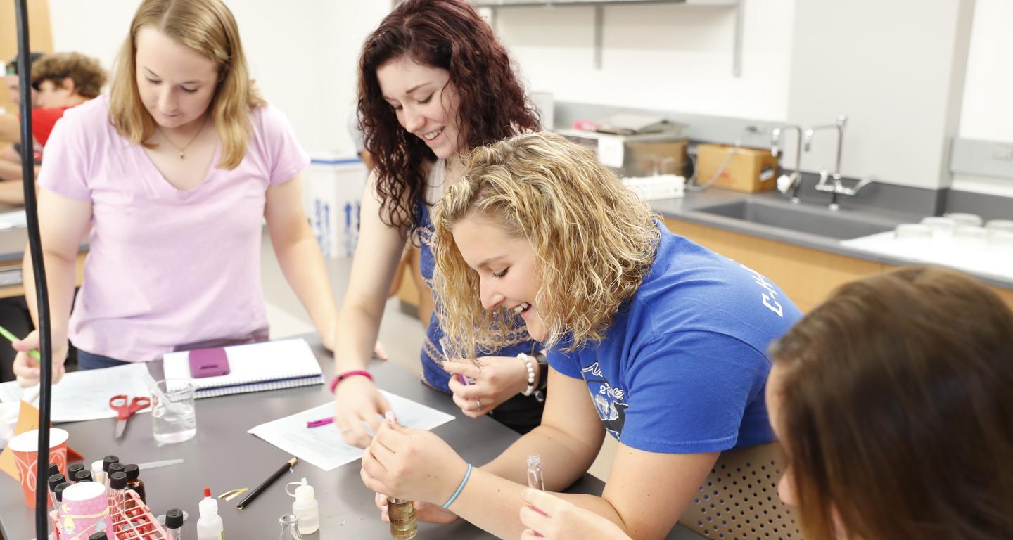 North Central College biology students working in the lab.