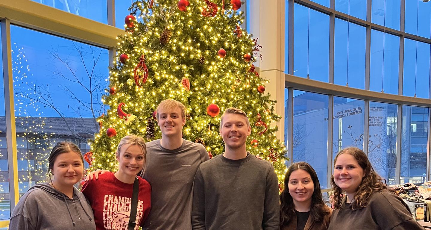 North Central College marketing students who started a clothing drive this year.