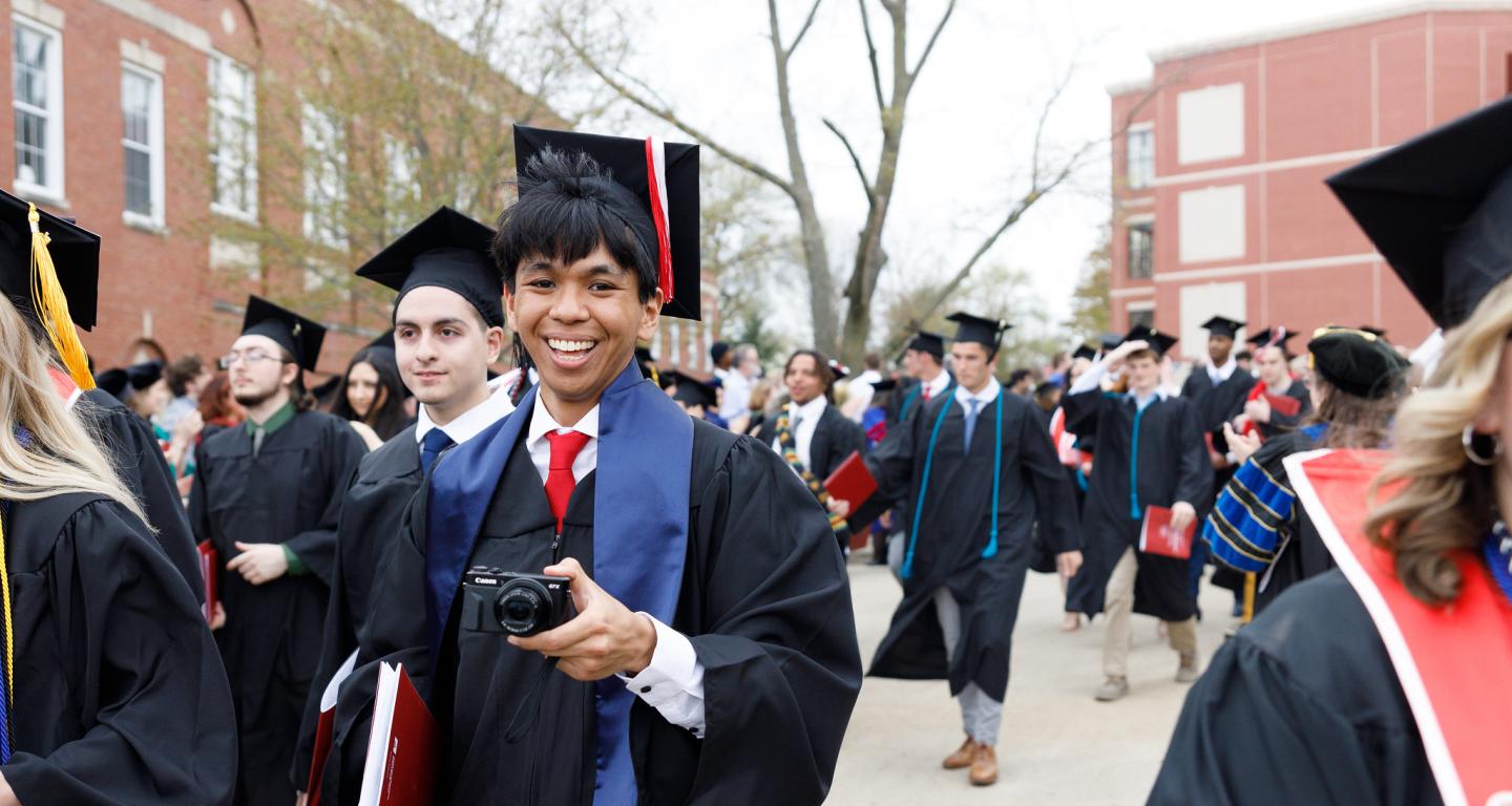 North Central College students processing out of the Commencement ceremony.