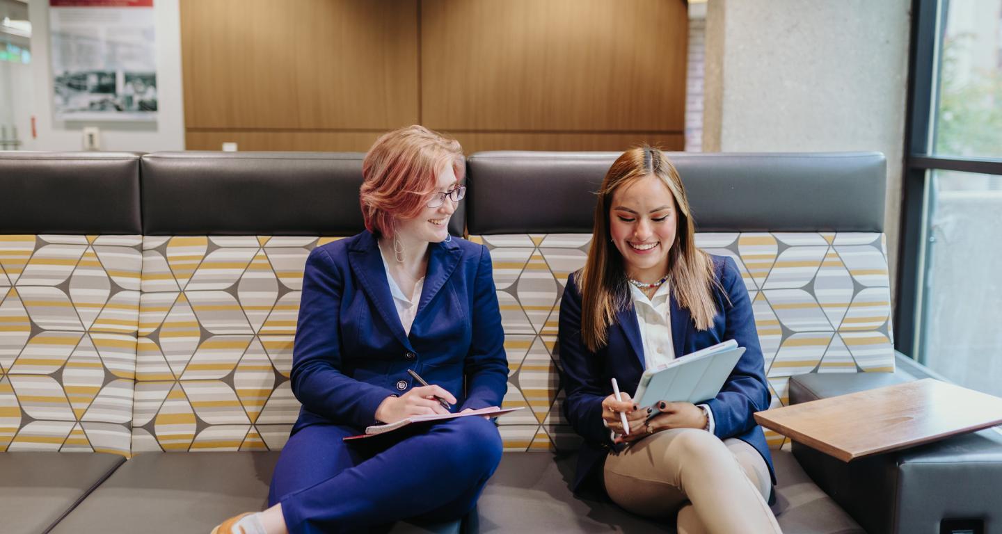 Two North Central College students practice their mediation skills.