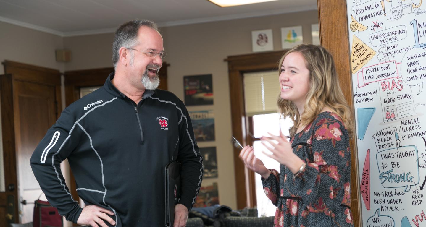 A North Central College global studies student and professor.