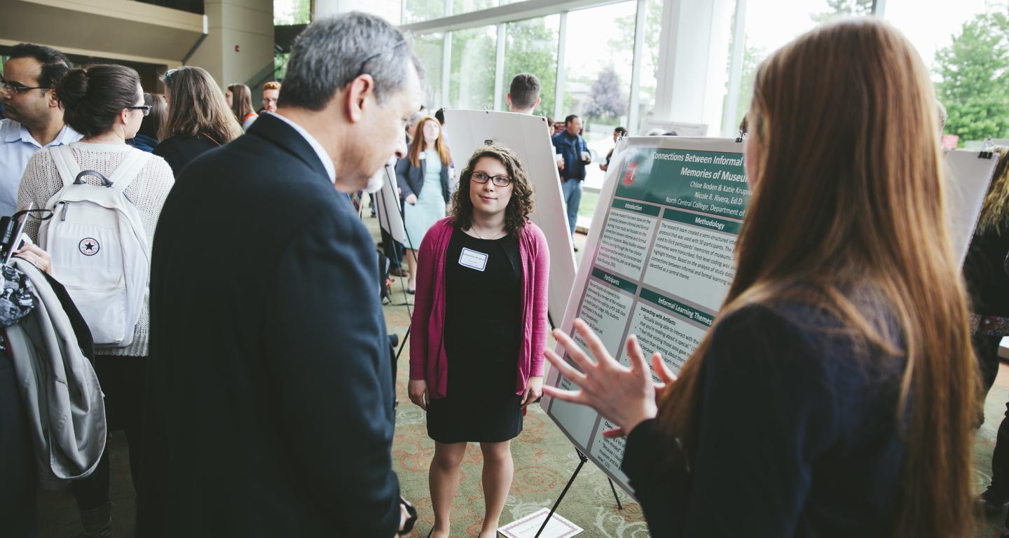 Psychology students at North Central College presenting their research.