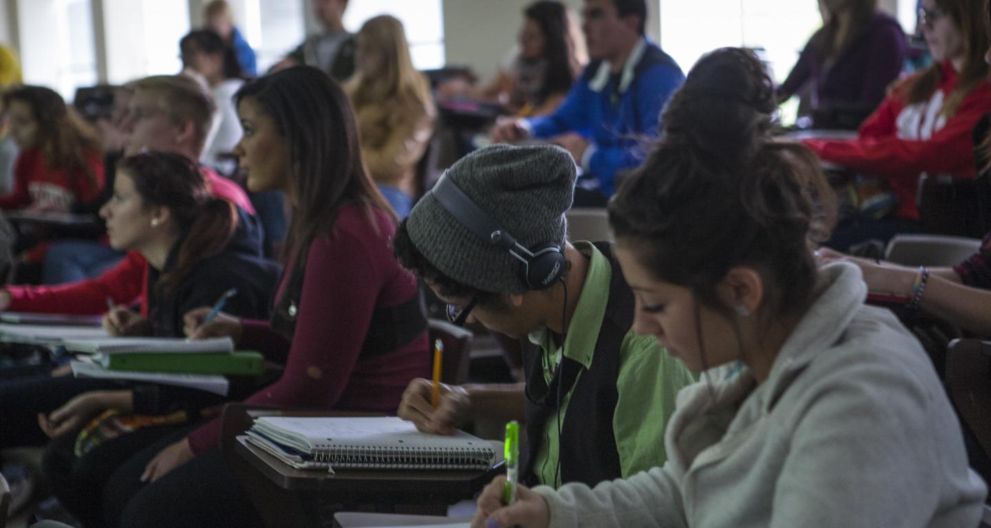 Psychology students at North Central College taking a class.