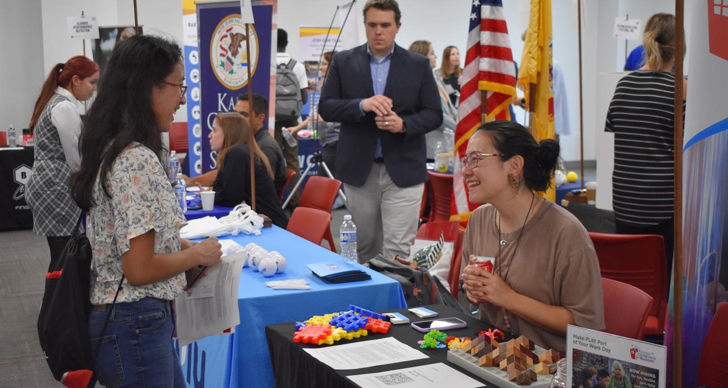 Students at the North Central College Career and Internship Fair.