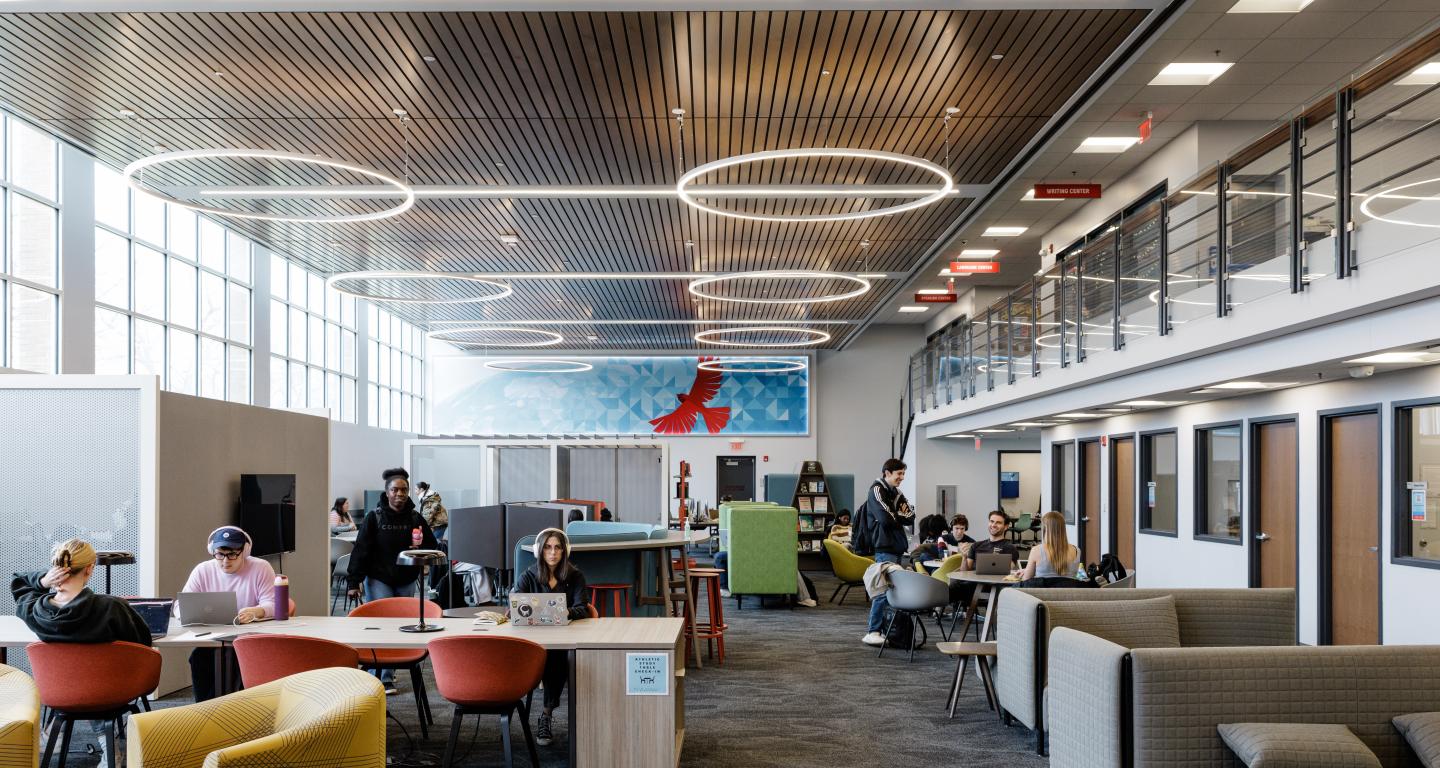 Students working in Oesterle Library.