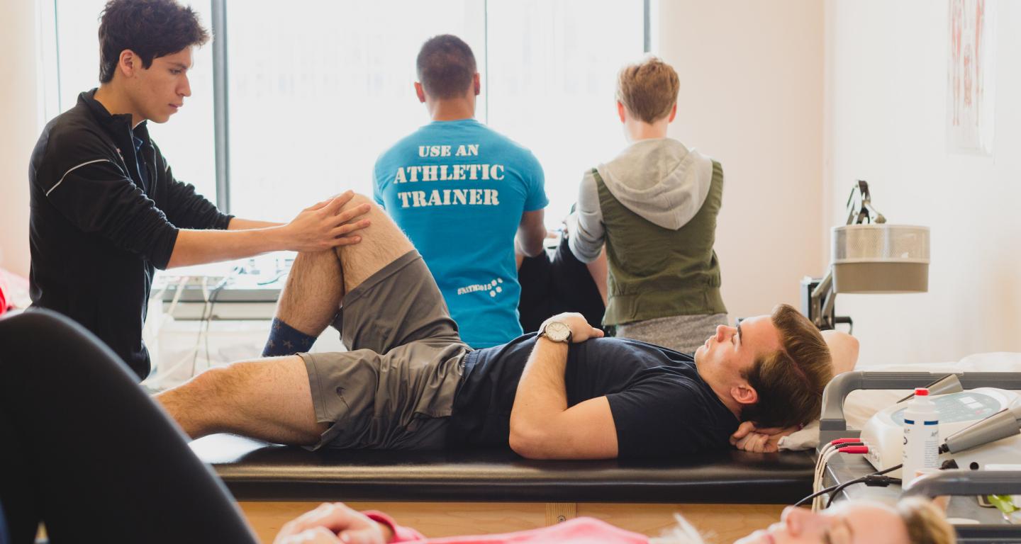 Students in physical therapy class