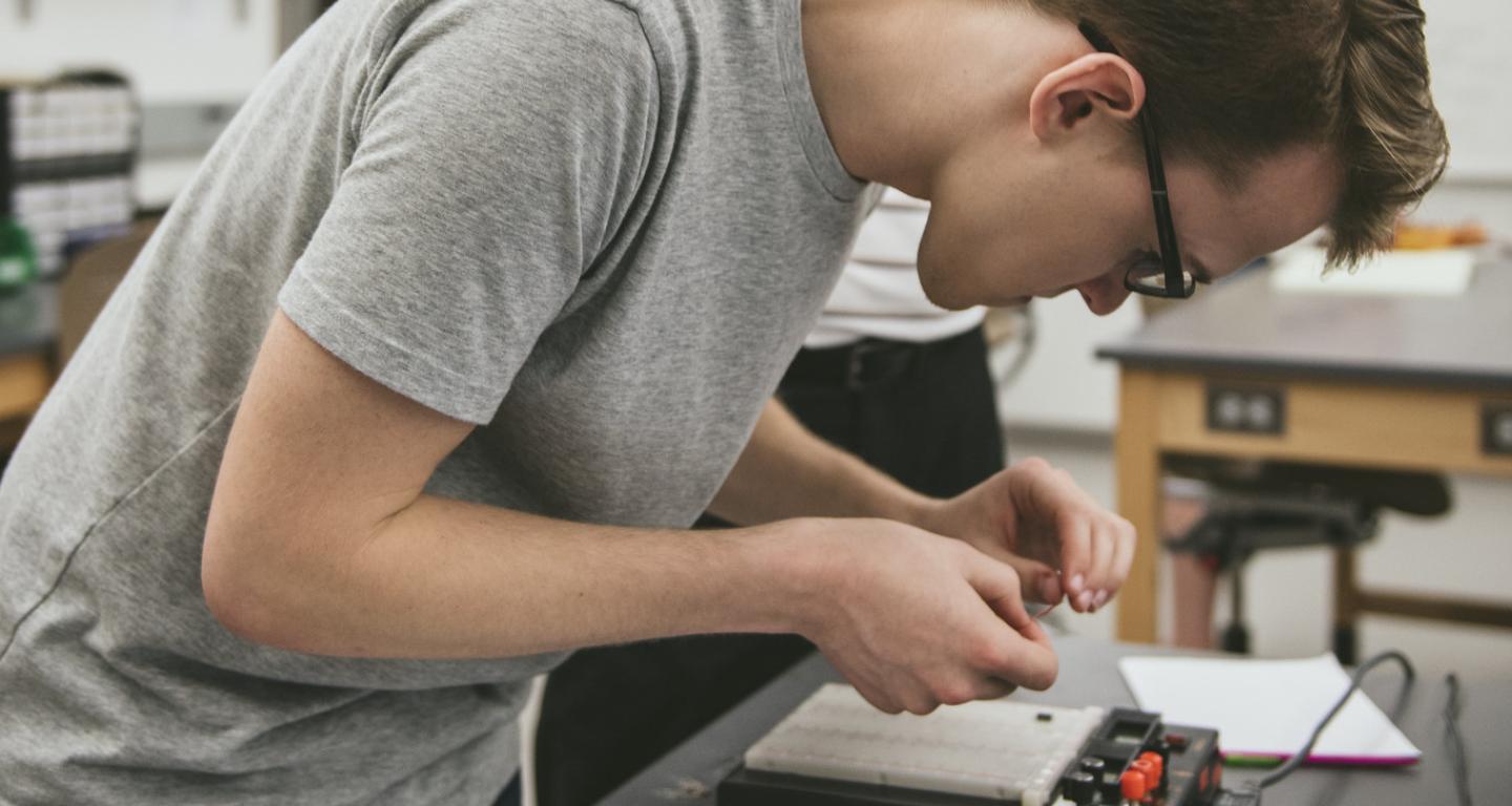 Engineering student working in laboratory