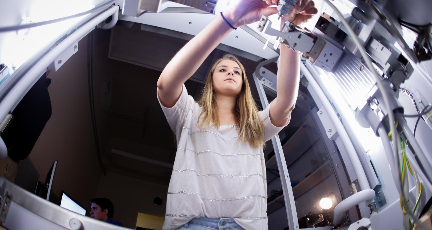 North Central College student working on project