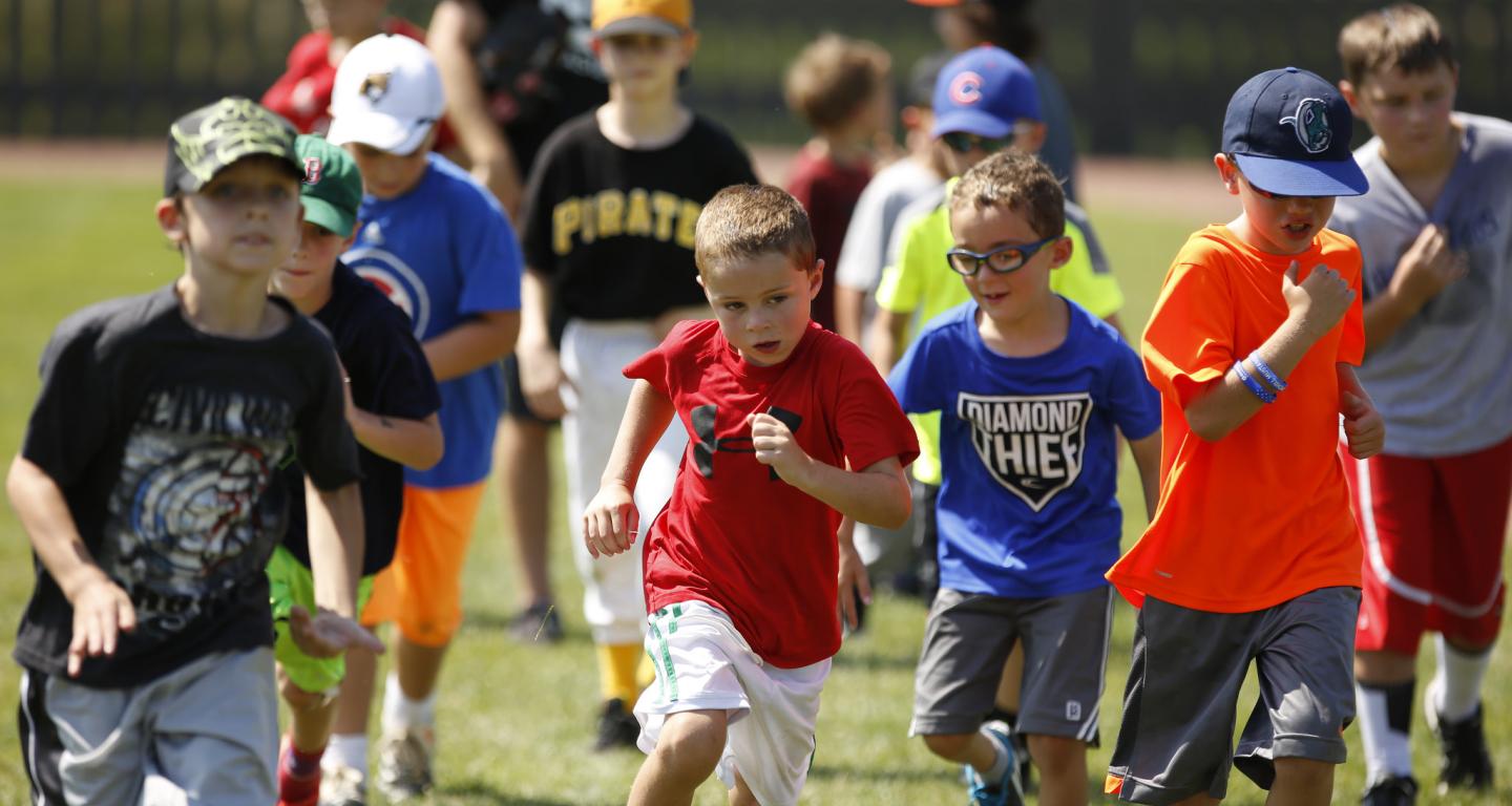 children running at camp