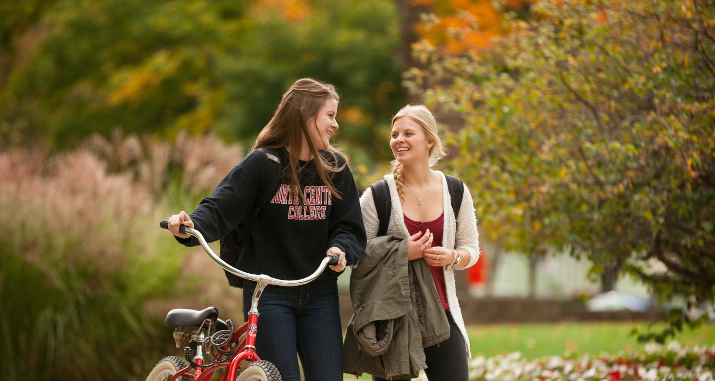 students walking on campus