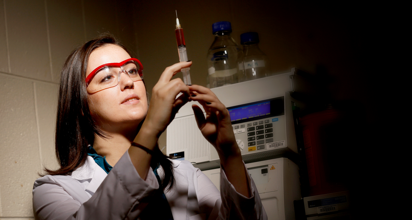 A student in North Central College's new master of physician assistant studies program.