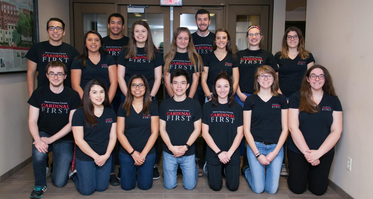 Cardinal First Ambassadors wearing their official T-shirts.