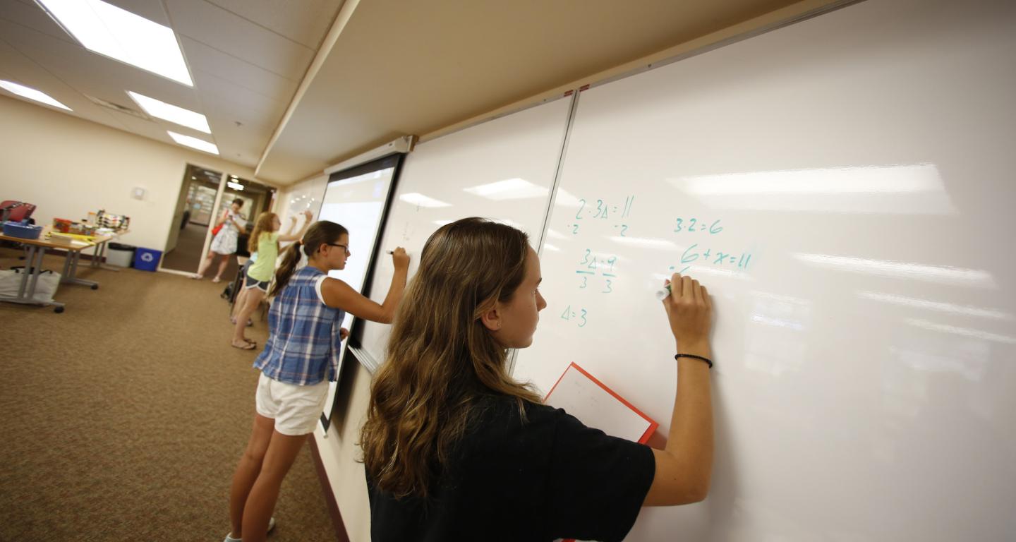 students in math classroom