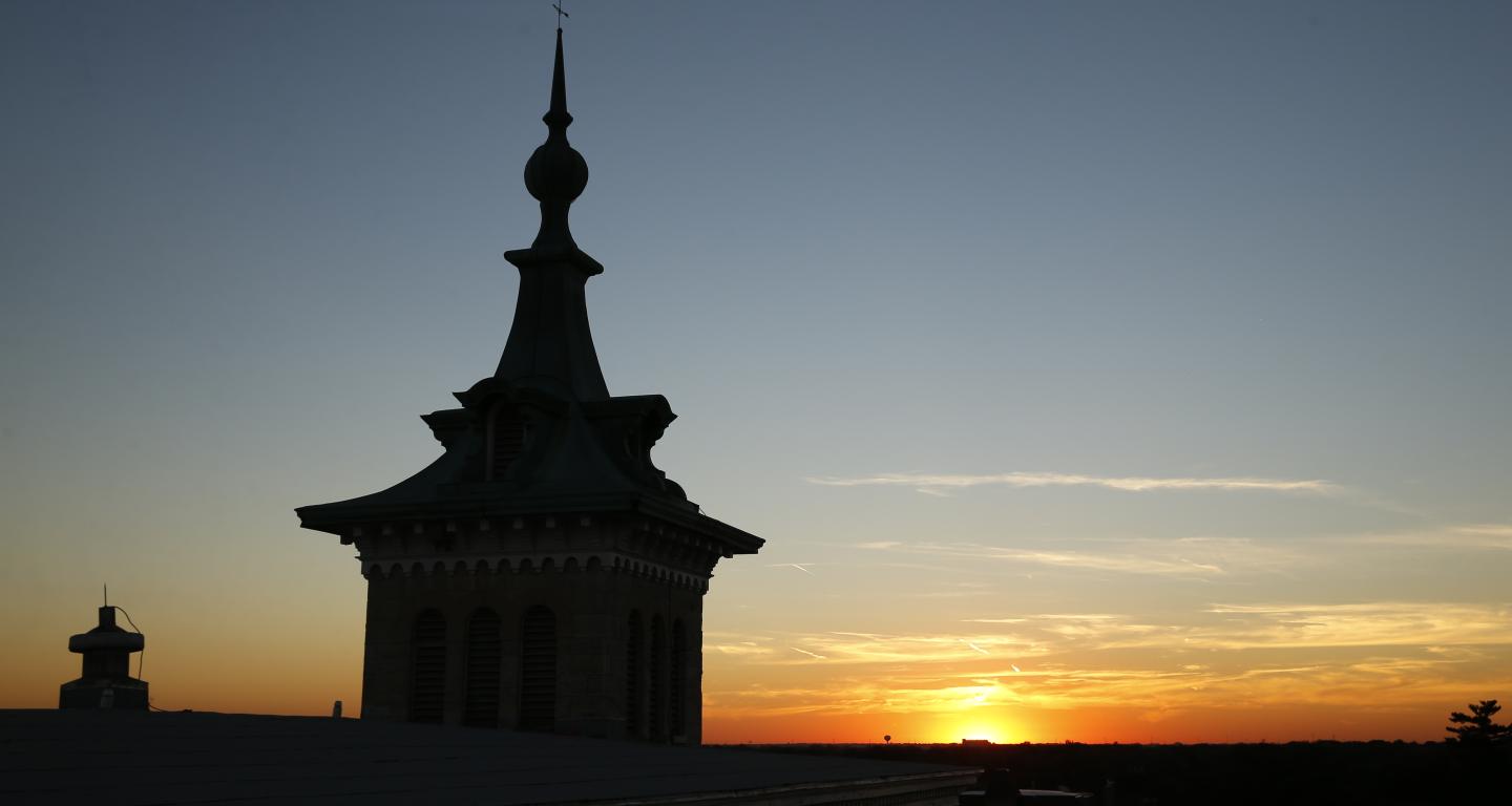 old main at sunset
