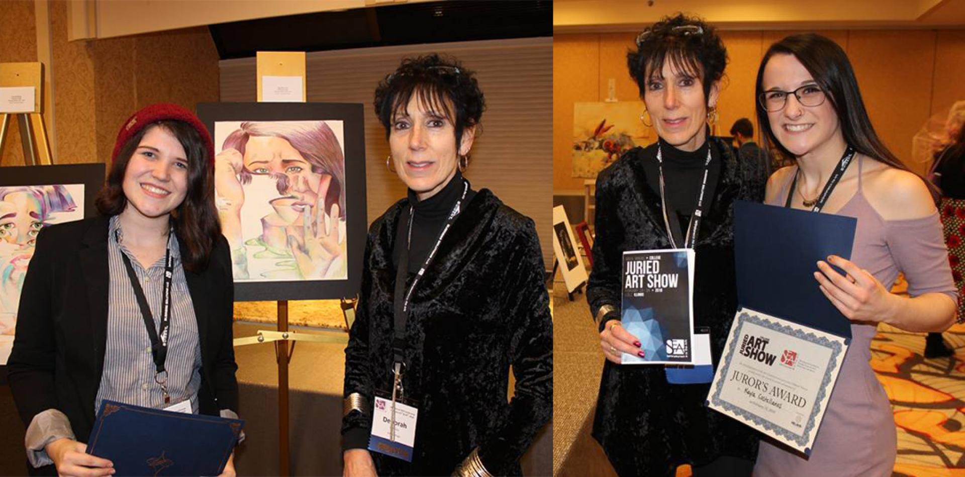 Christine Seitz and Kayla Castellanos with juror Deborah Venezia.