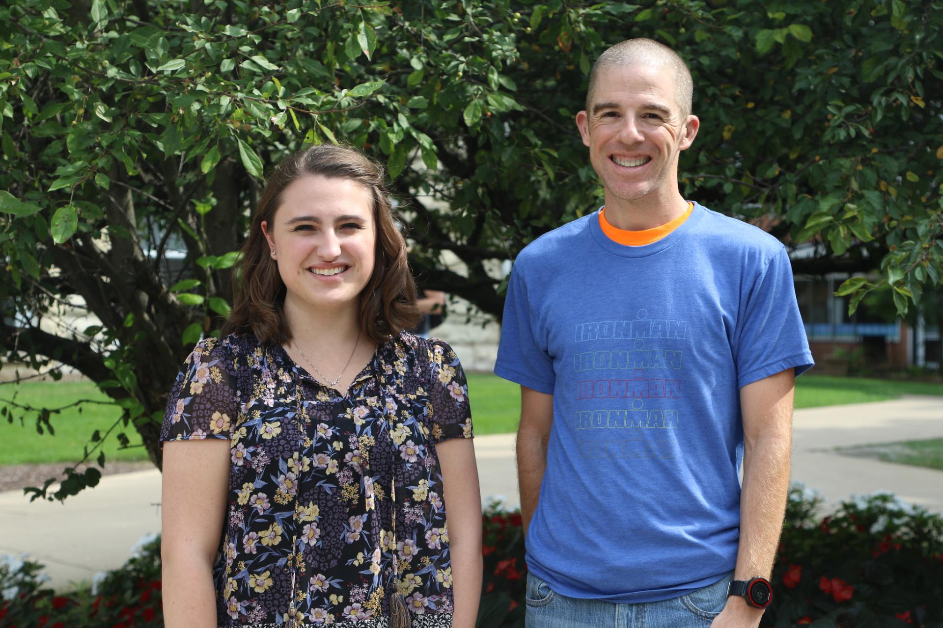 Allyson Hahn and Neil Nicholson posing together after working together on a summer research project on mathematics.