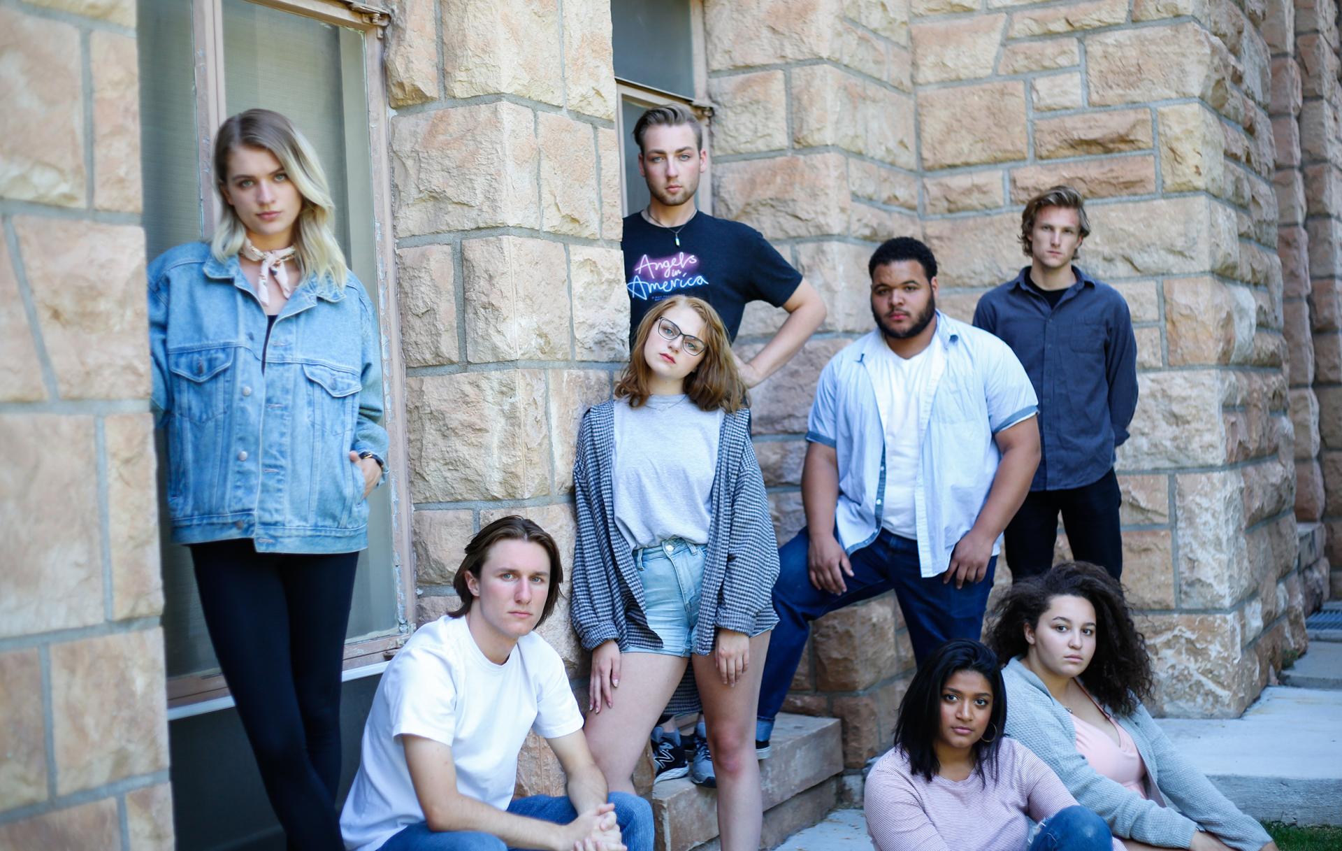 The cast poses for a photo in downtown Laramie