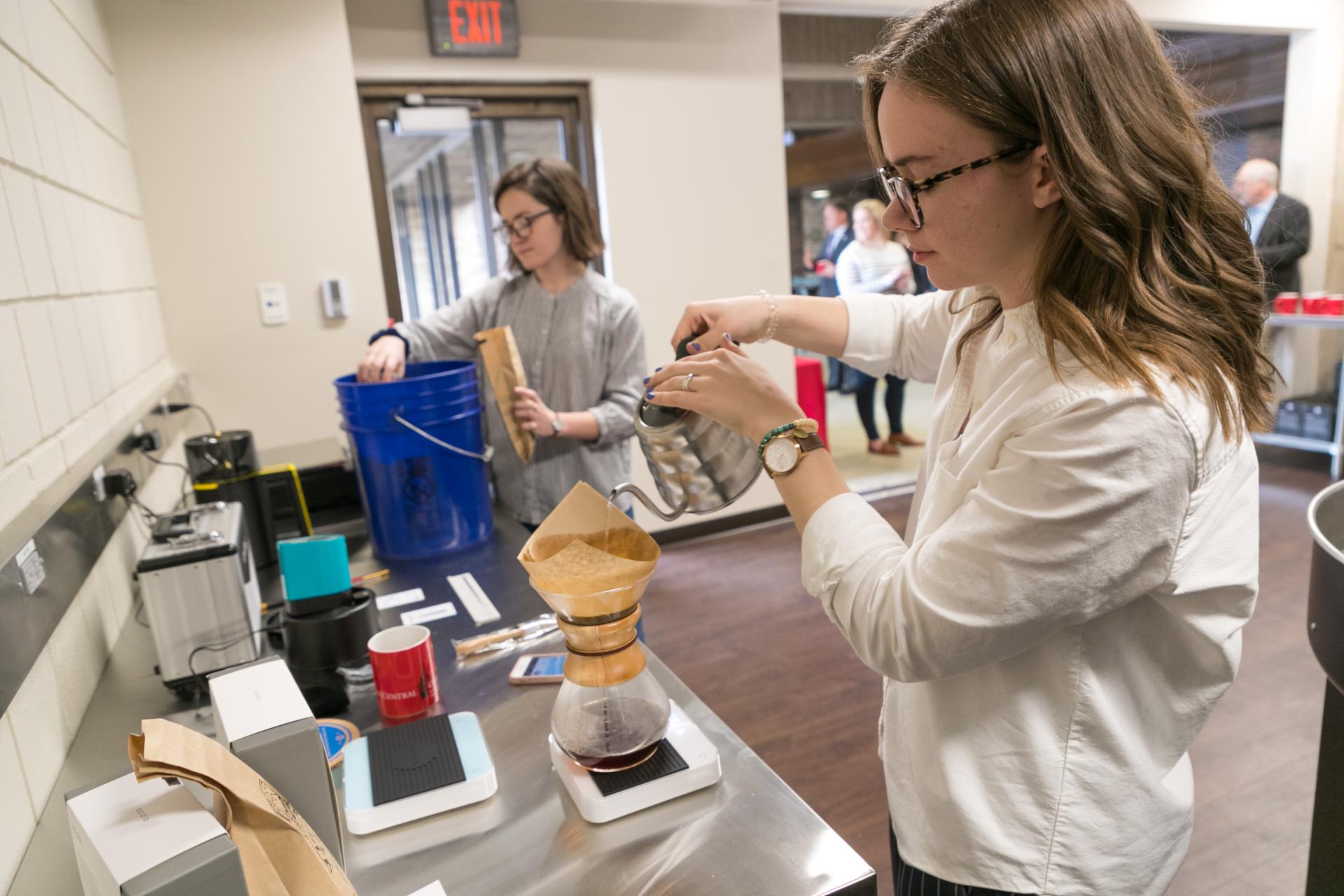 The coffee lab is worked in by North Central students.