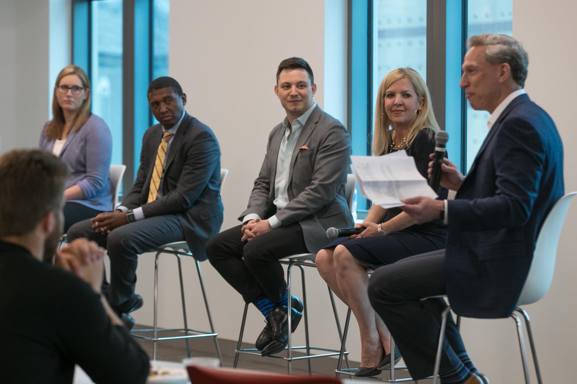 Executives discuss career paths with North Central College students.