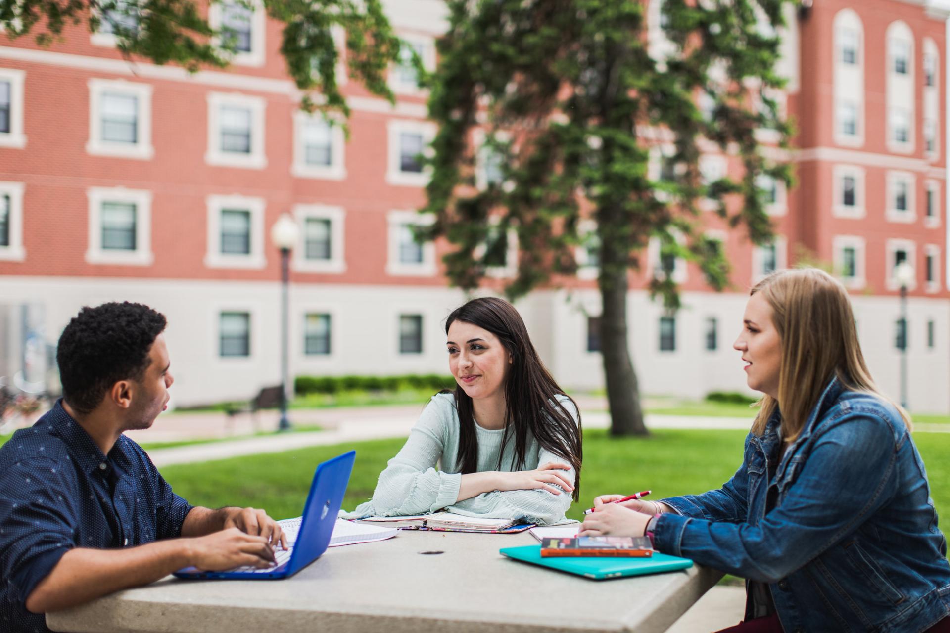 Students studying on campus