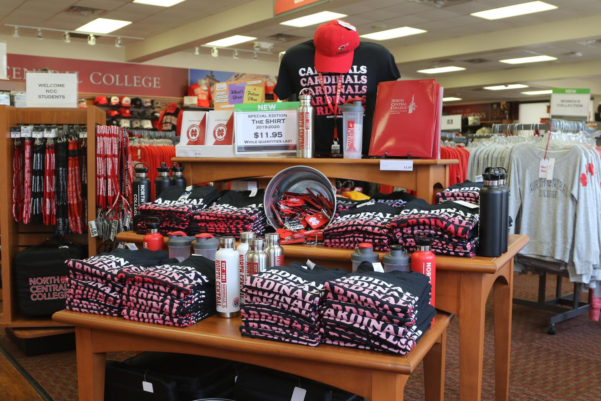 A display of the official North Central College student shirt.