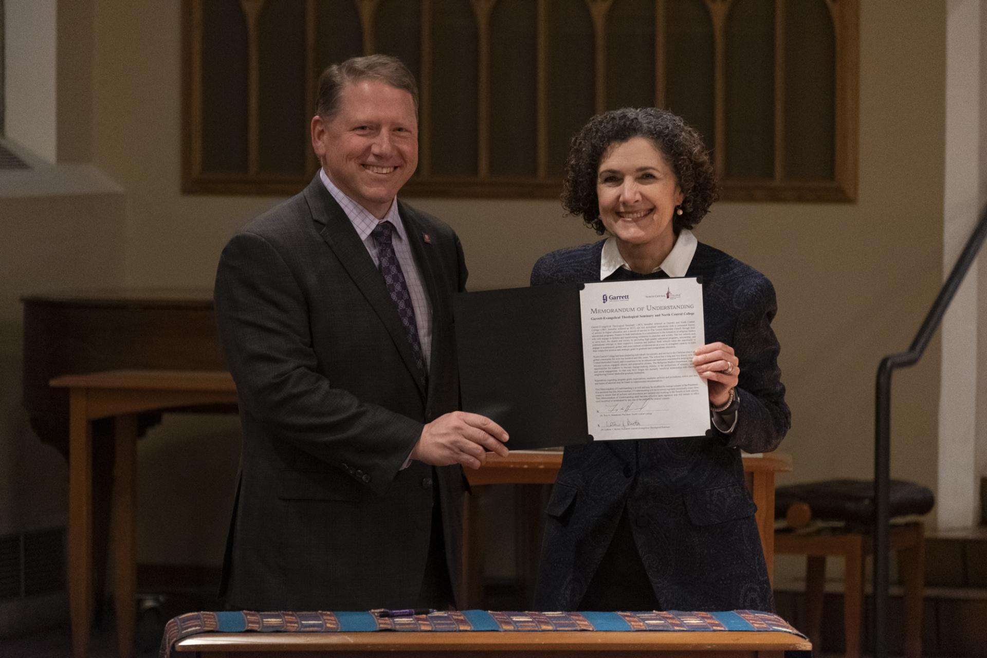 North Central College President Troy Hammond and GETS President Lallene Rector.