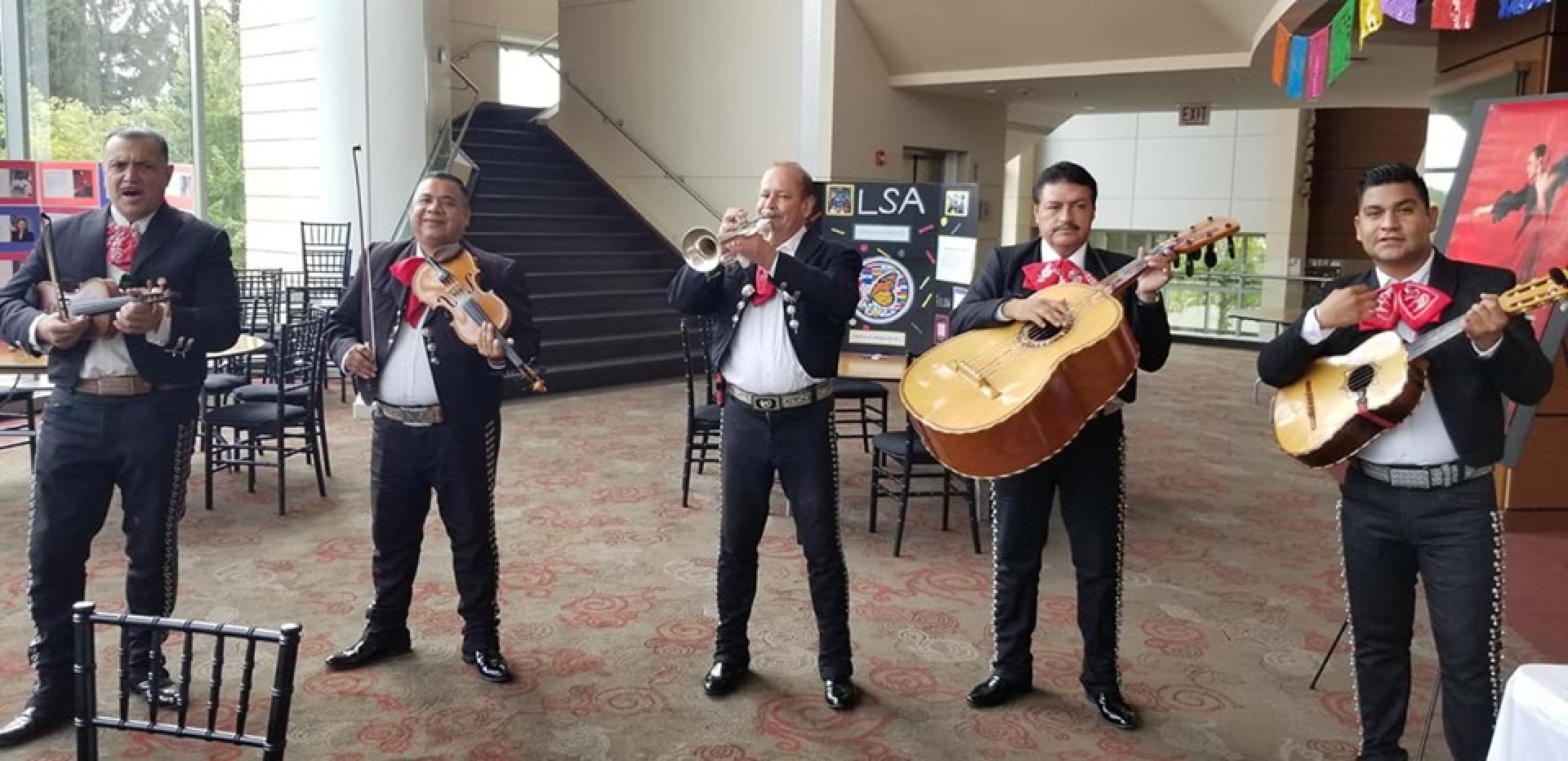 A mariachi band performing as part of Hispanic Heritage Month at North Central College.