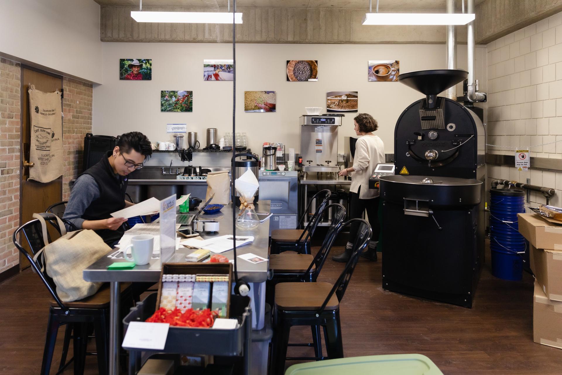 The North Central College Coffee Lab in use by students.