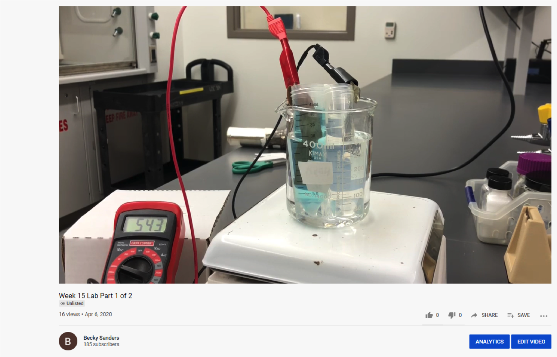 Chemistry lab experiments were replicated for videos students viewed and analyzed during remote instruction.