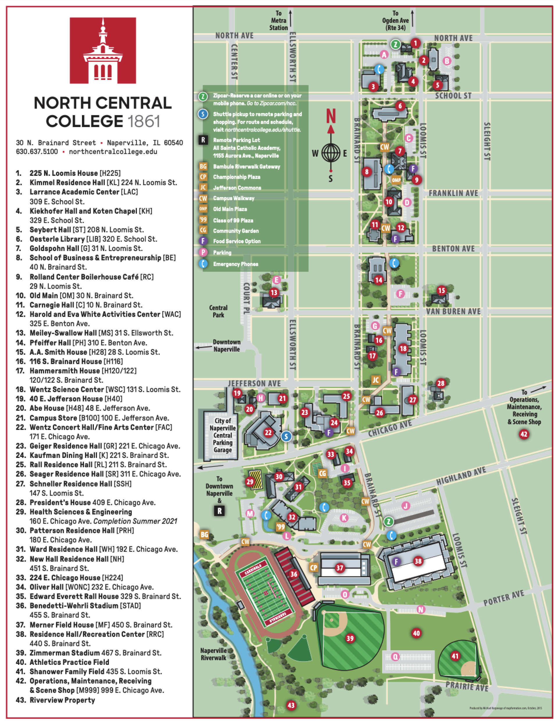North Central College campus map