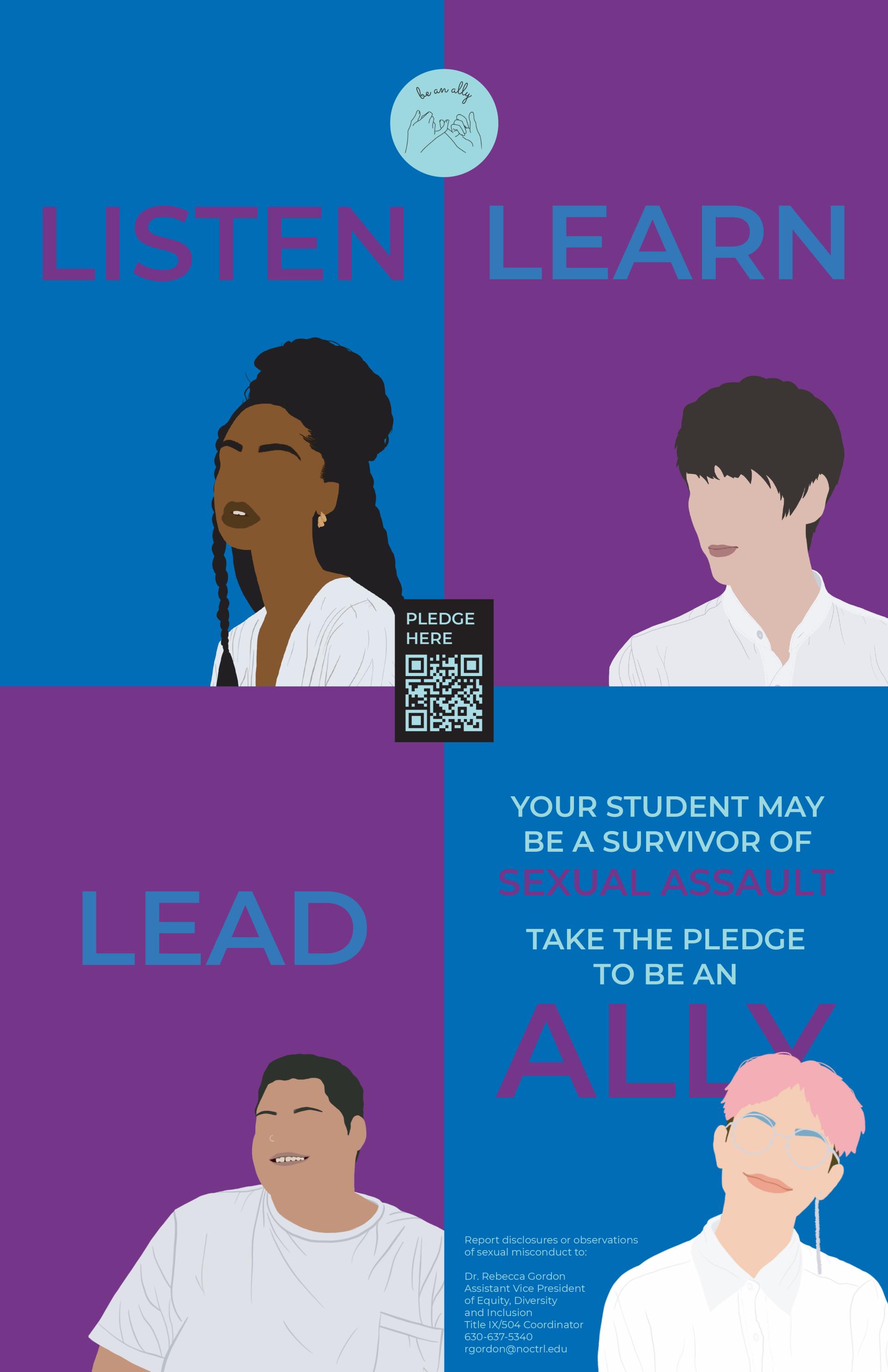 An image of the poster North Central College marketing students created for their Be an Ally campaign.