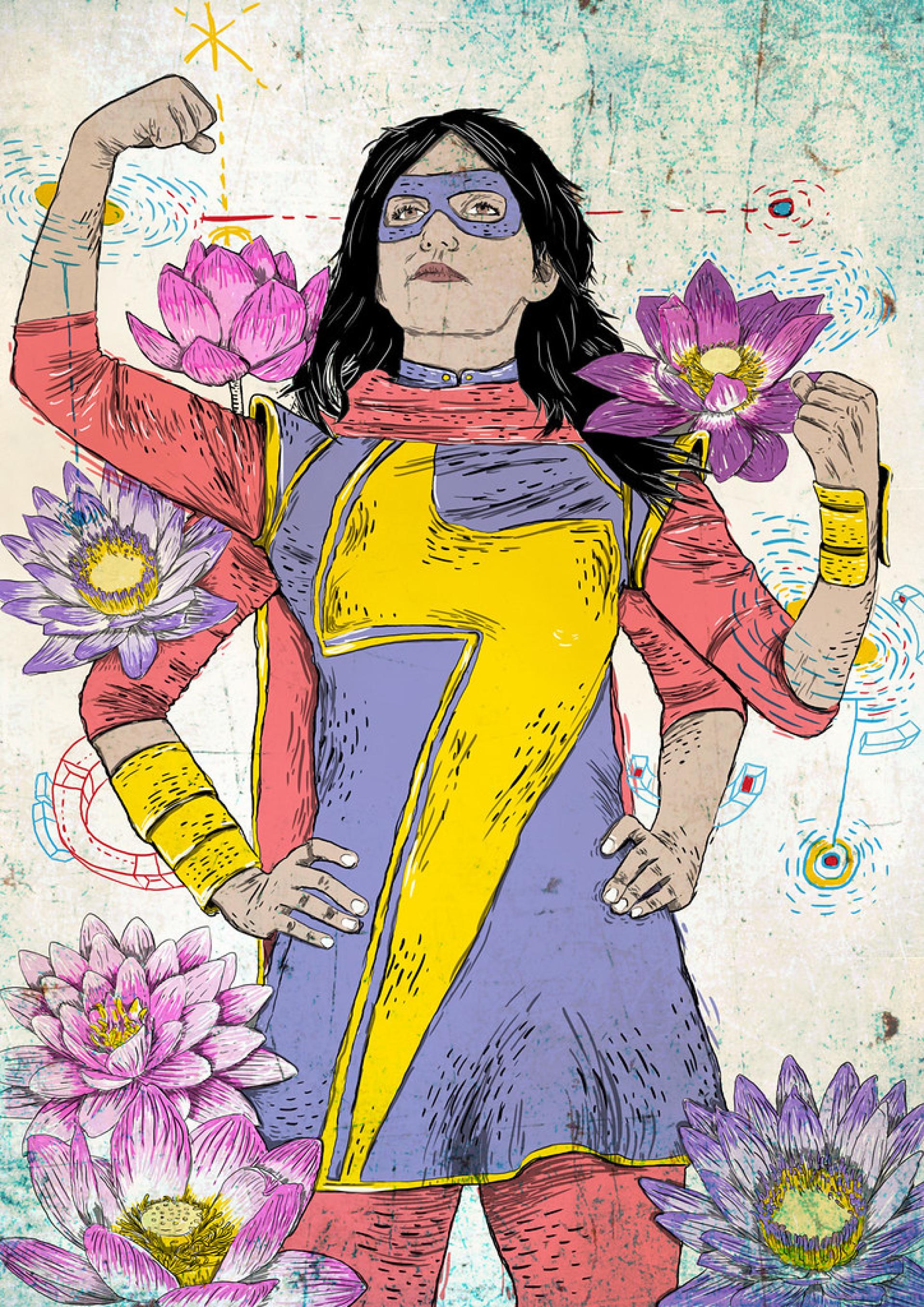 A piece of Marvel Comics fan art with Kamala Khan.