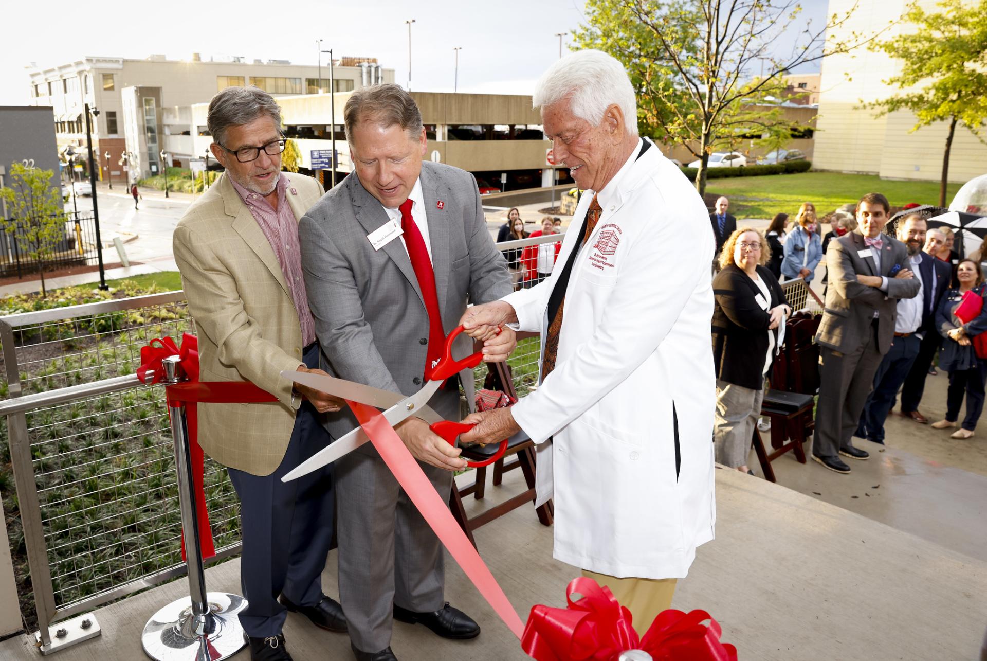 The ribbon is cut to open the Wentz Center for Health Sciences & Engineering.