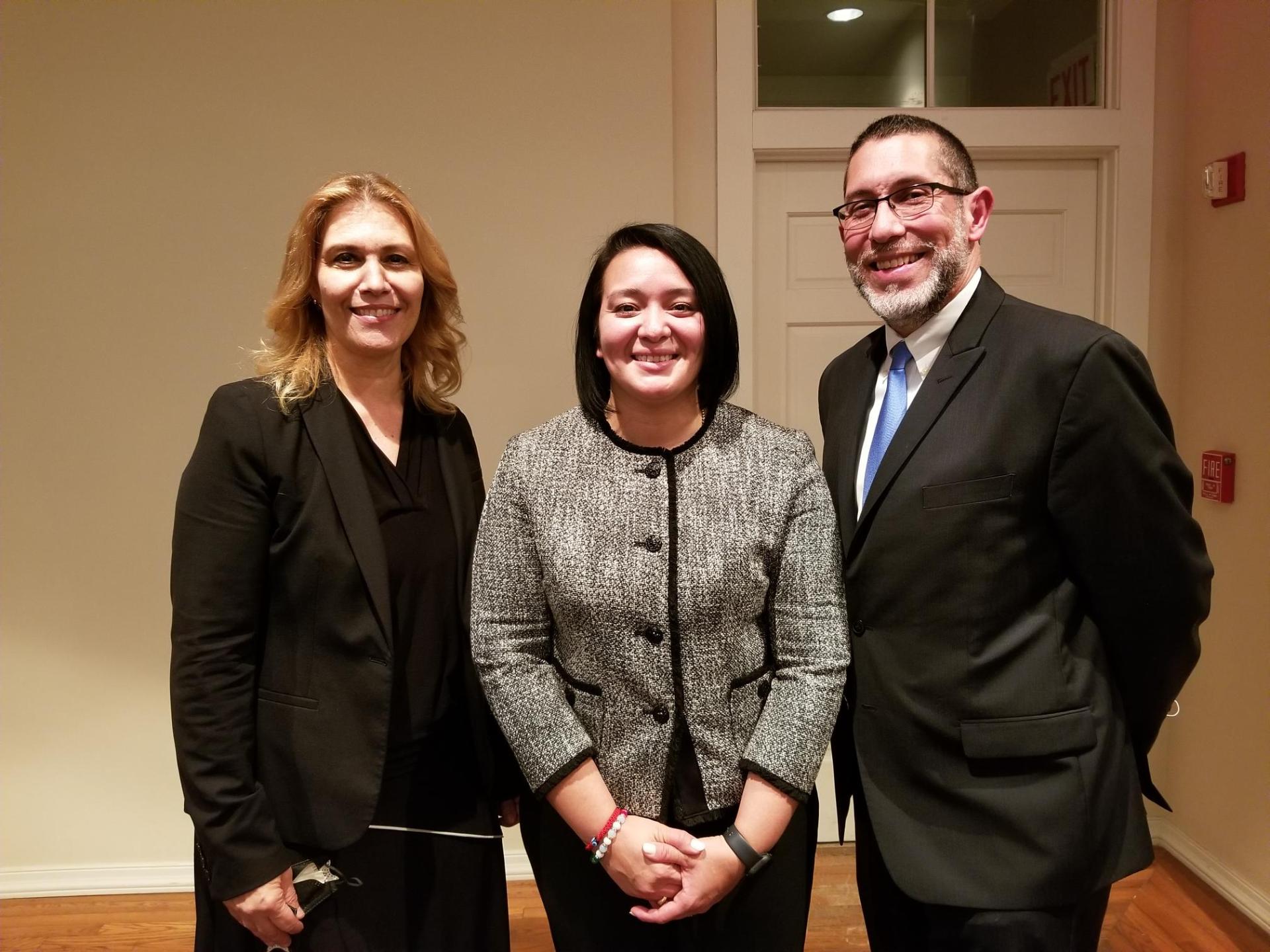 Professor Jelena Sanchez with Judge Bianca Camargo and Judge Rene Cruz.