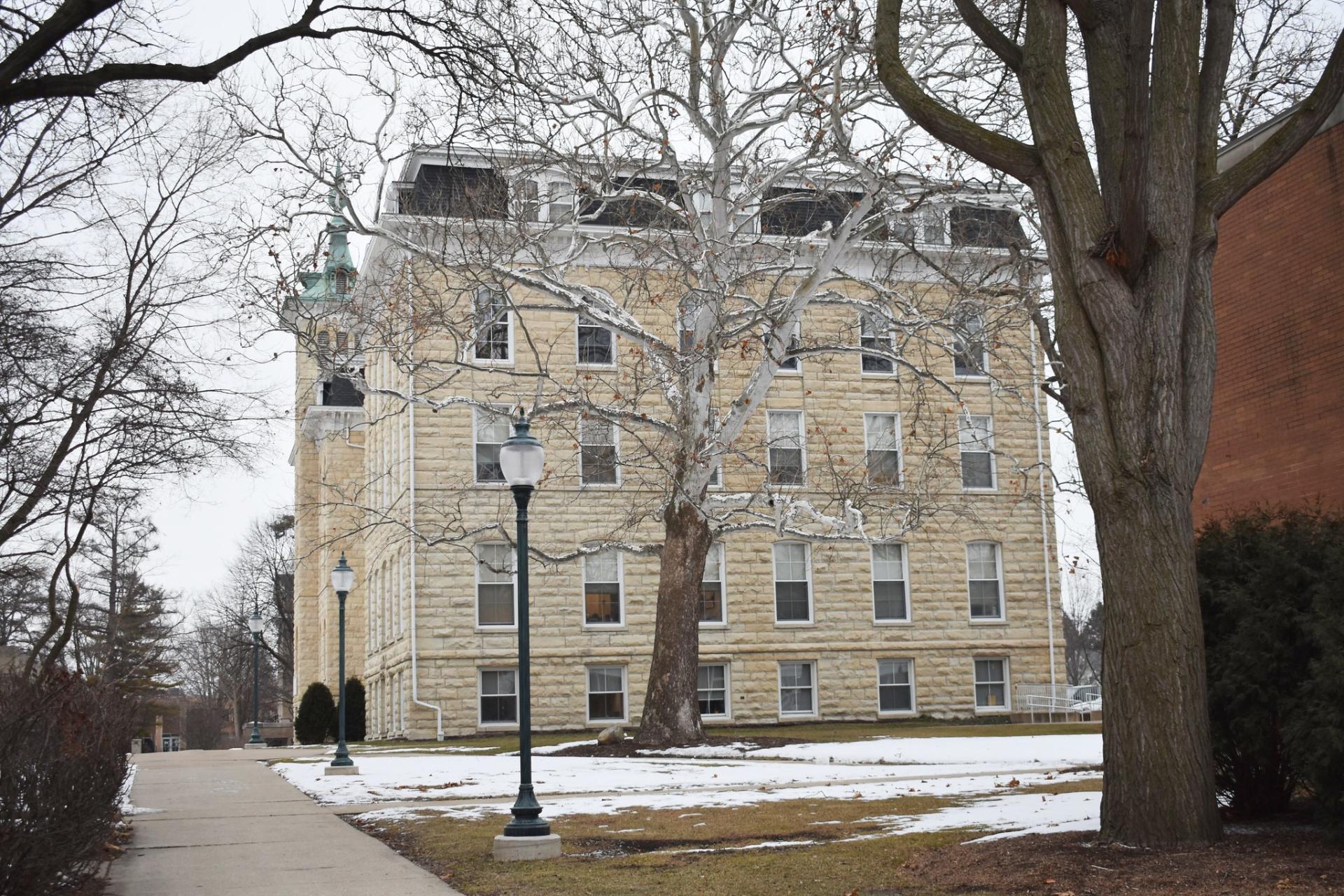 Snow-covered Old Main