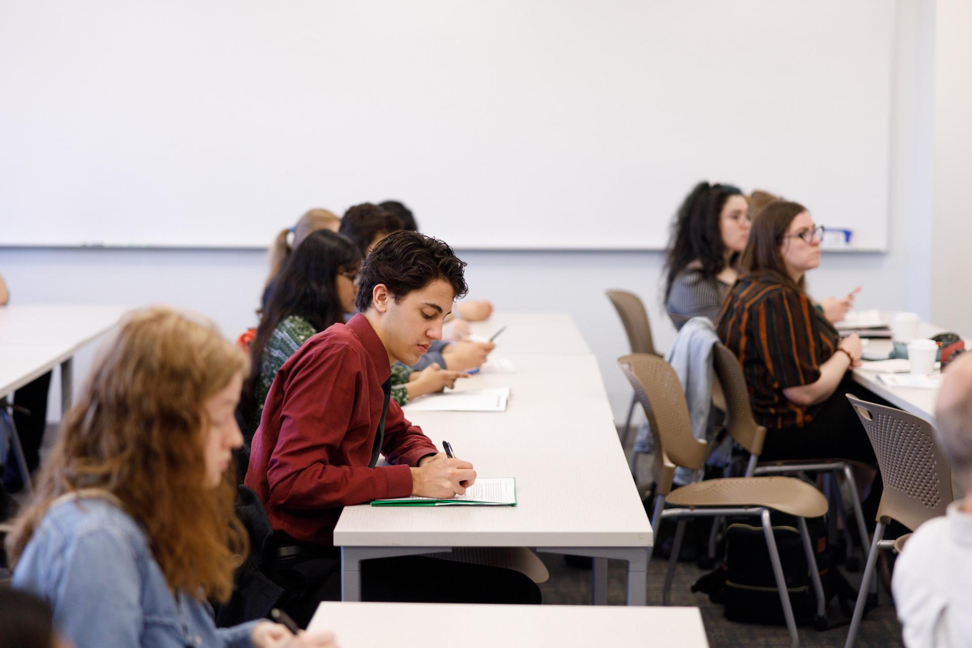 Students studying in classroom