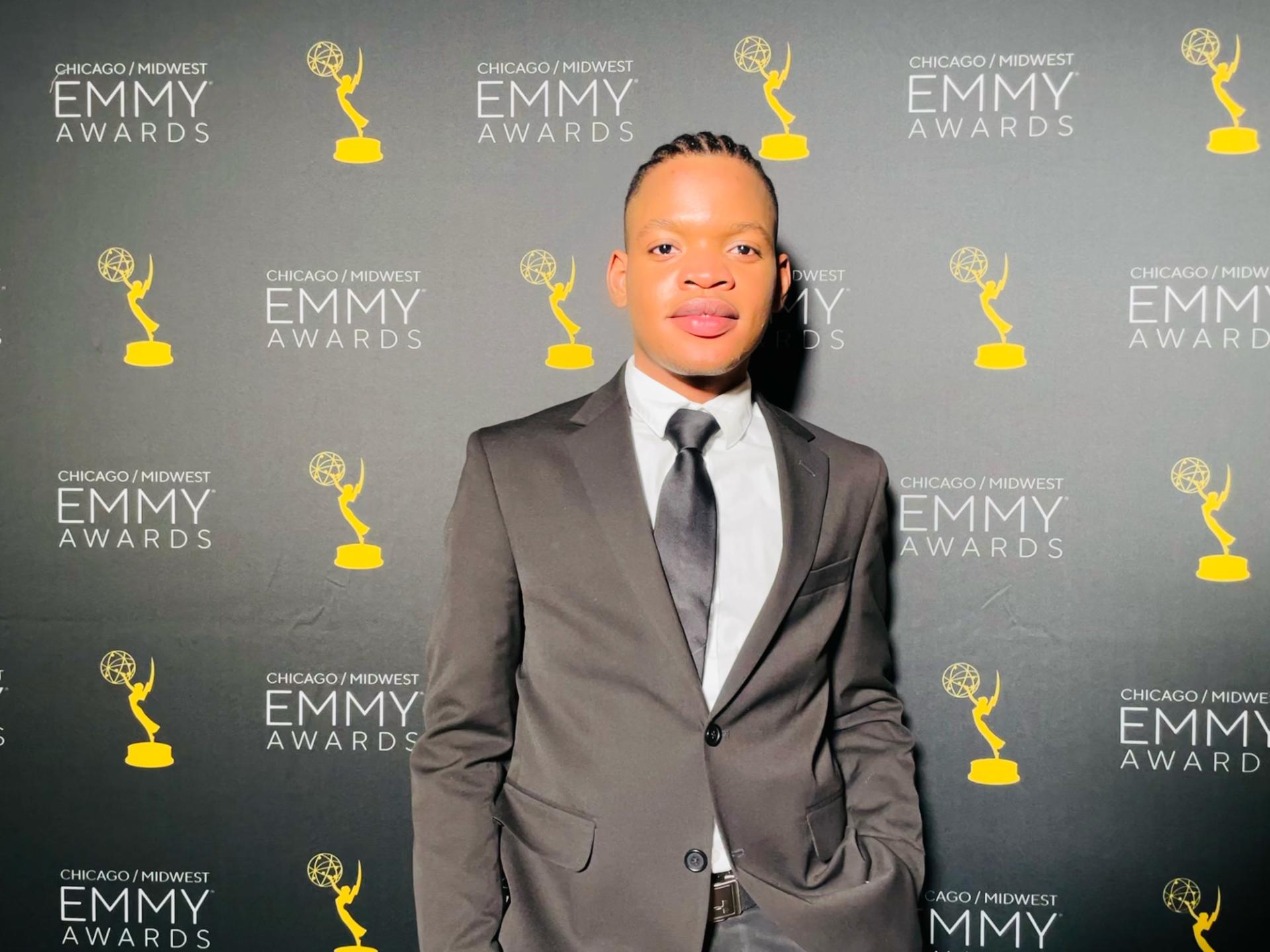 Fredlyn Pierre Louis at the Midwest Emmy ceremony.