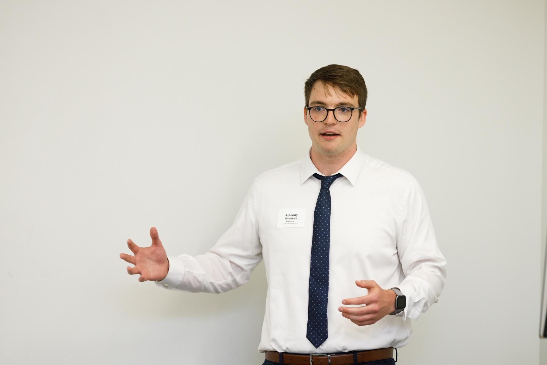 A student presenter at North Central College's Rall Symposium.