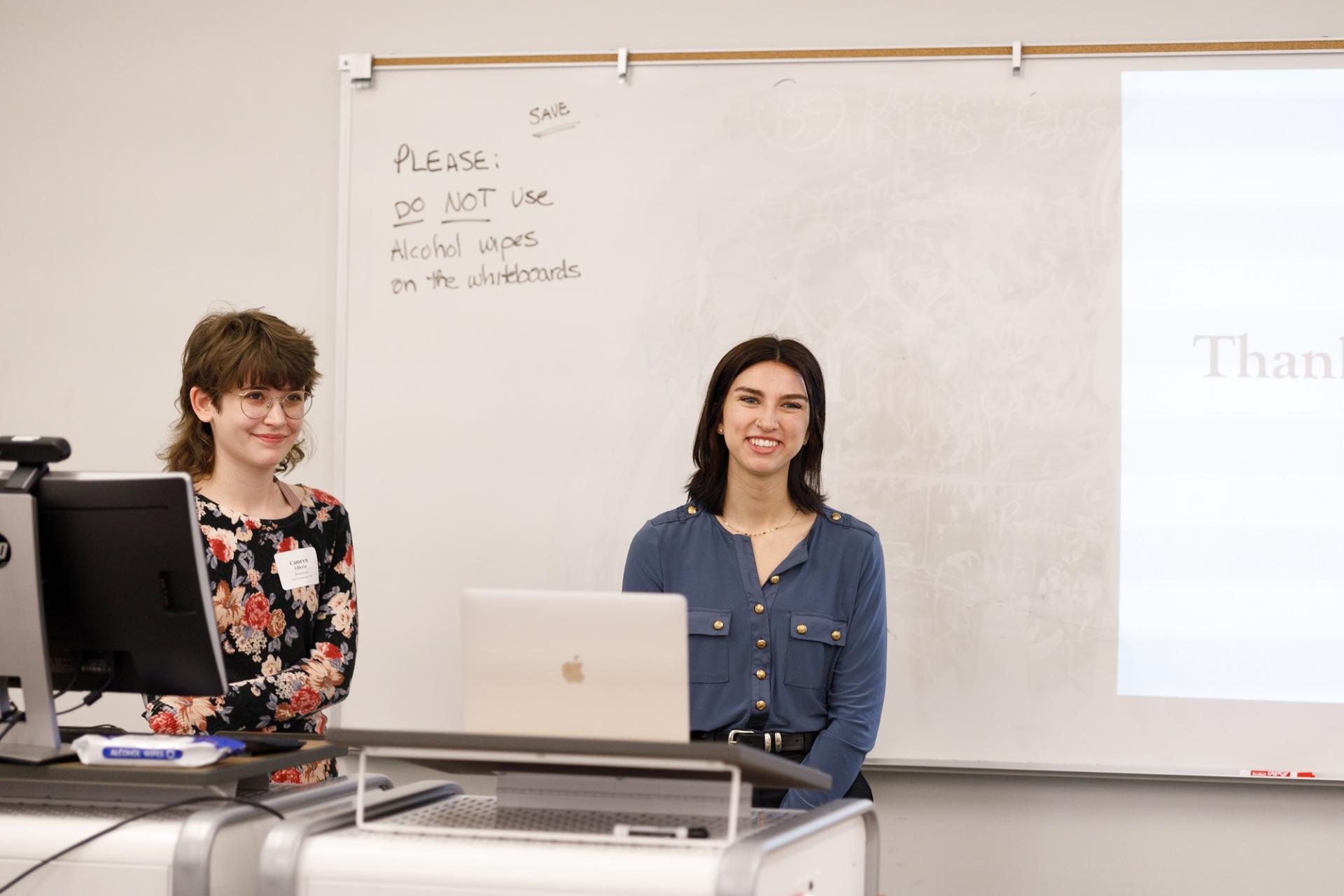 A student presenter at North Central College's Rall Symposium.