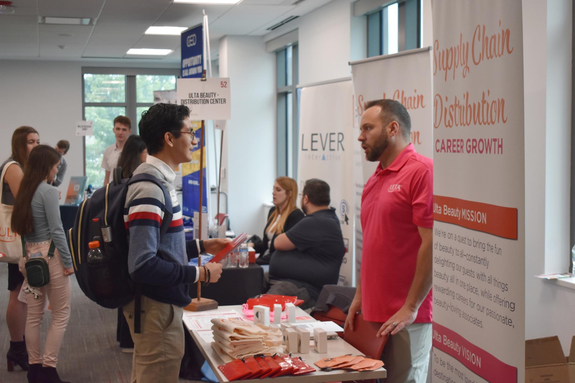 Students at the North Central College Career and Internship Fair.