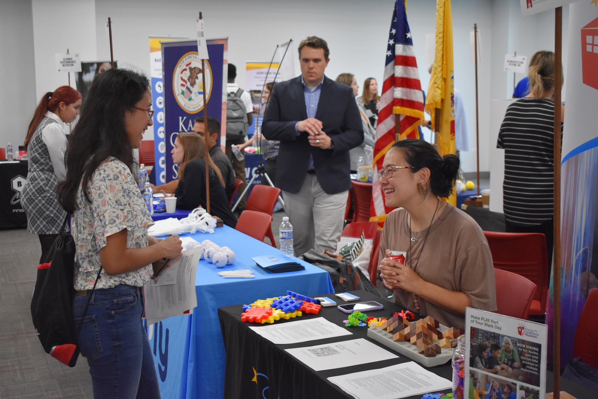 Students at the North Central College Career and Internship Fair.