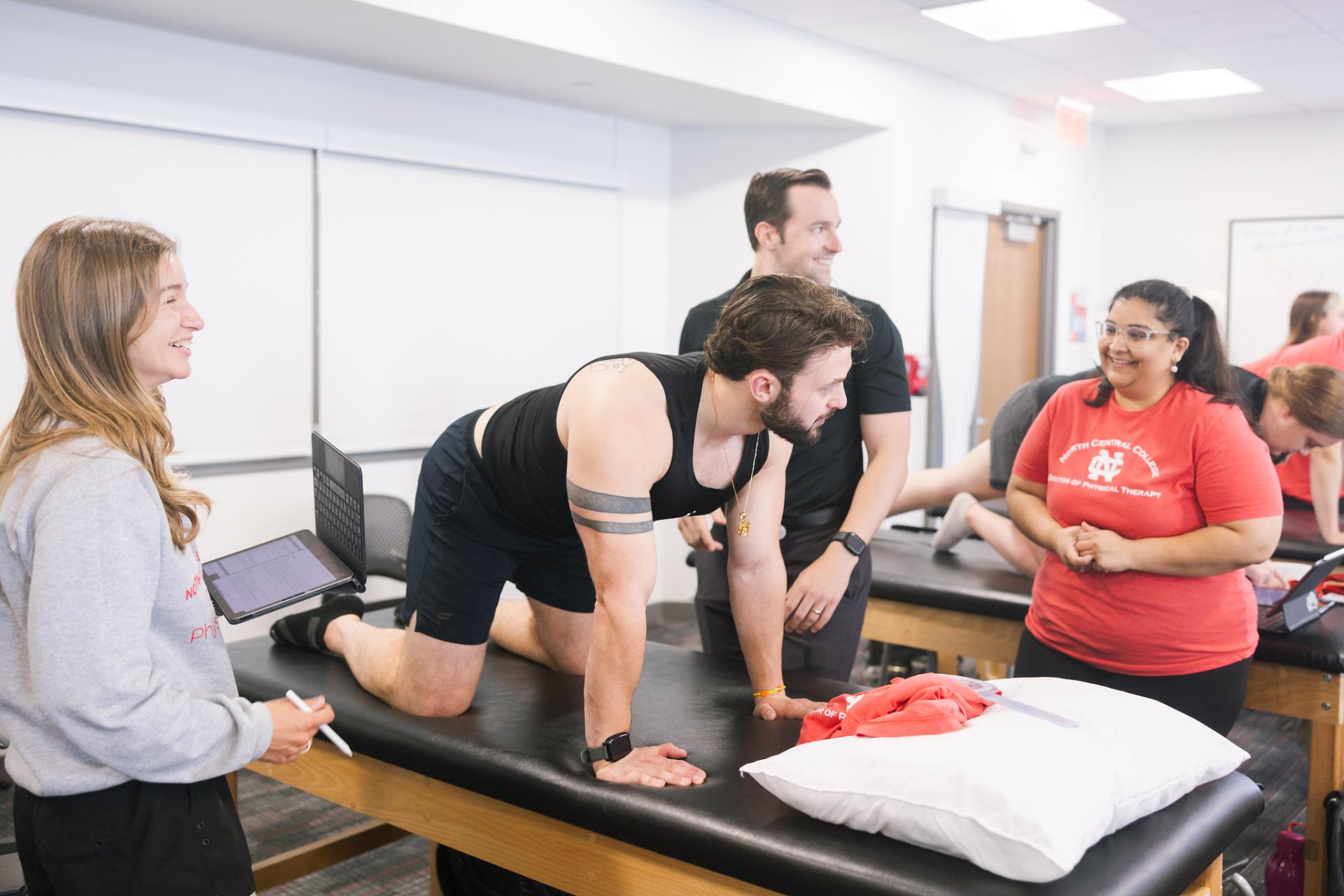 DPT student working on a lab on campus.