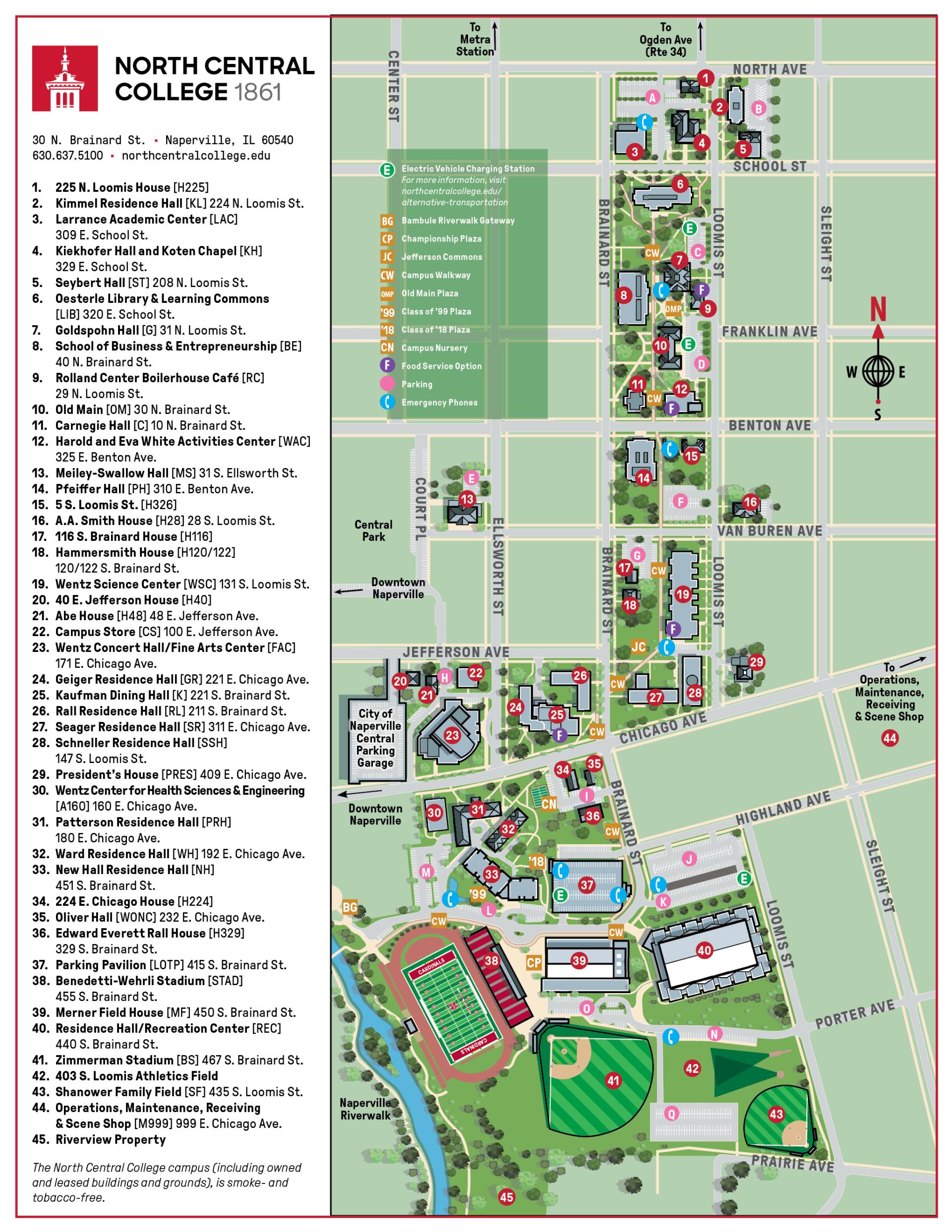 North Central College campus map