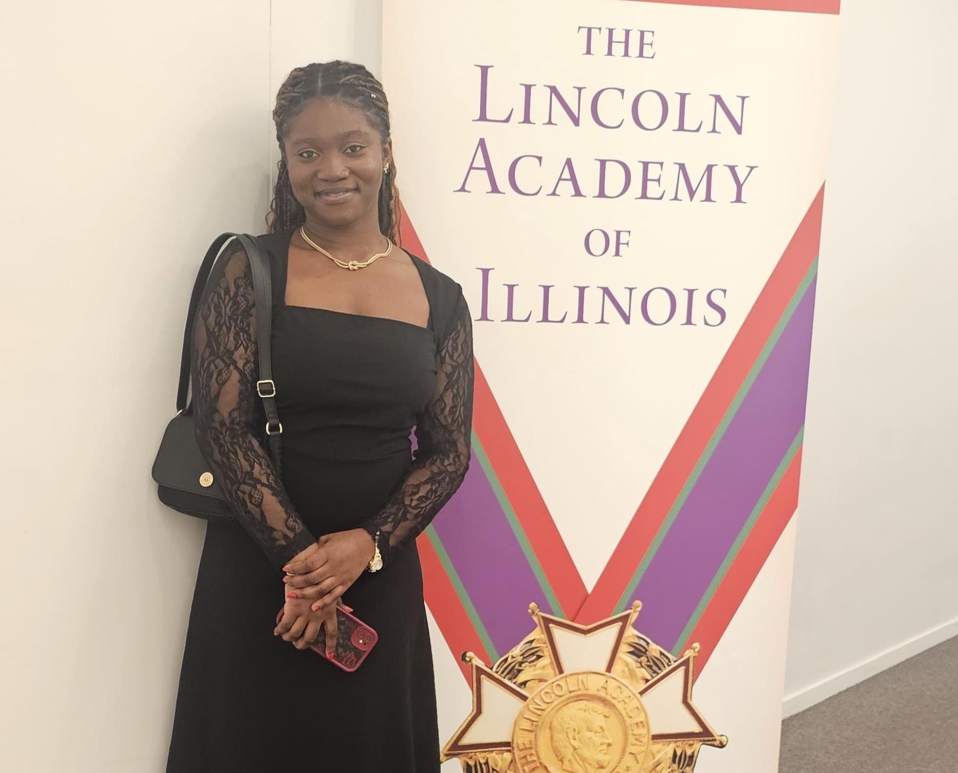 Photo of Nmesoma Onyejekwe '26 at Lincoln Laureate award ceremony