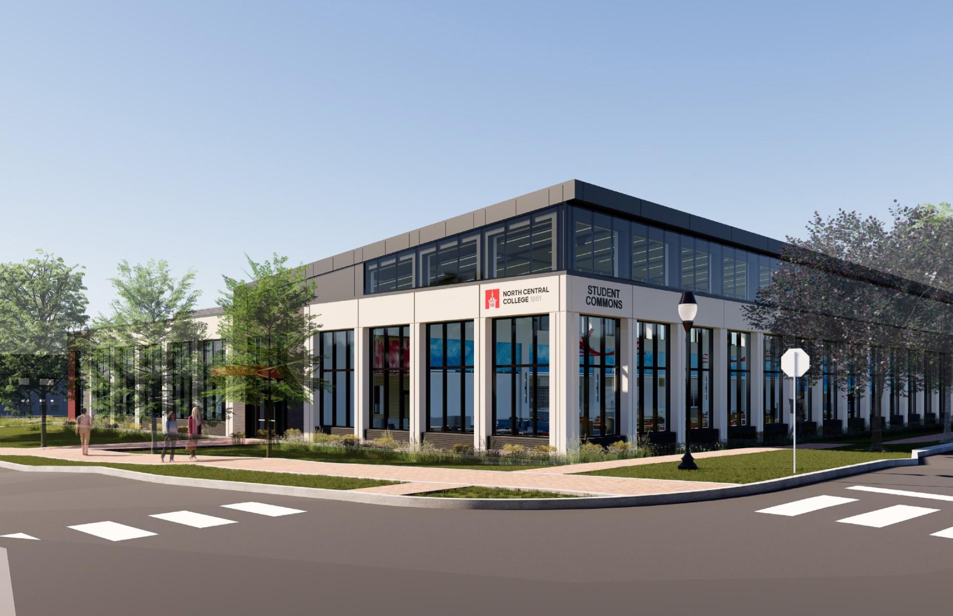 A rendering of the New Student Commons.